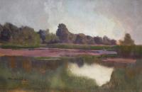 Józef Chełmoński, Krajobraz z jeziorkiem w lesie, 1899, tektura, olej.
Fot. Anna Kośmider